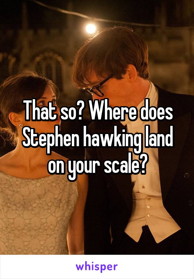 That so? Where does Stephen hawking land on your scale?