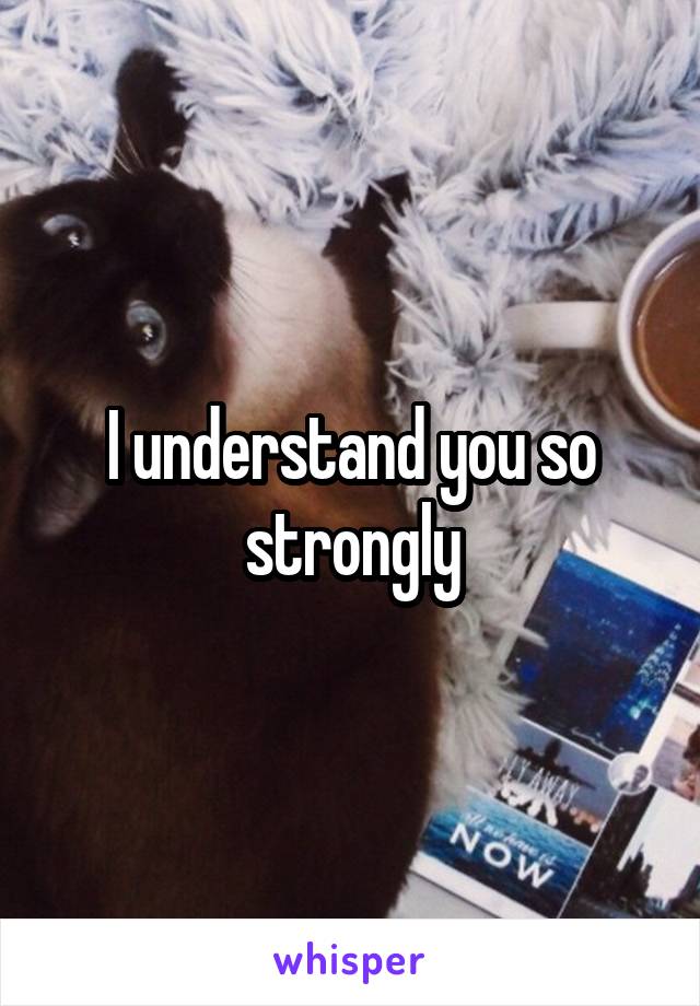 I understand you so strongly