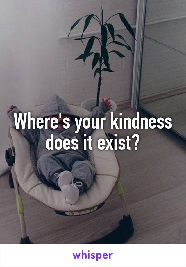 Where's your kindness does it exist?