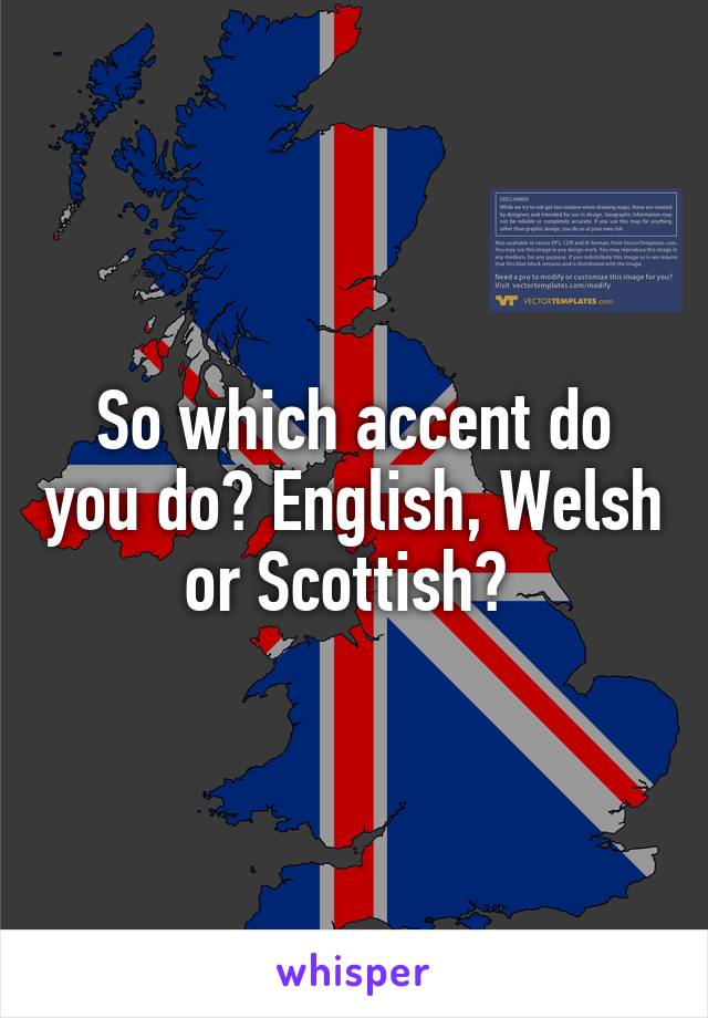 So which accent do you do? English, Welsh or Scottish? 