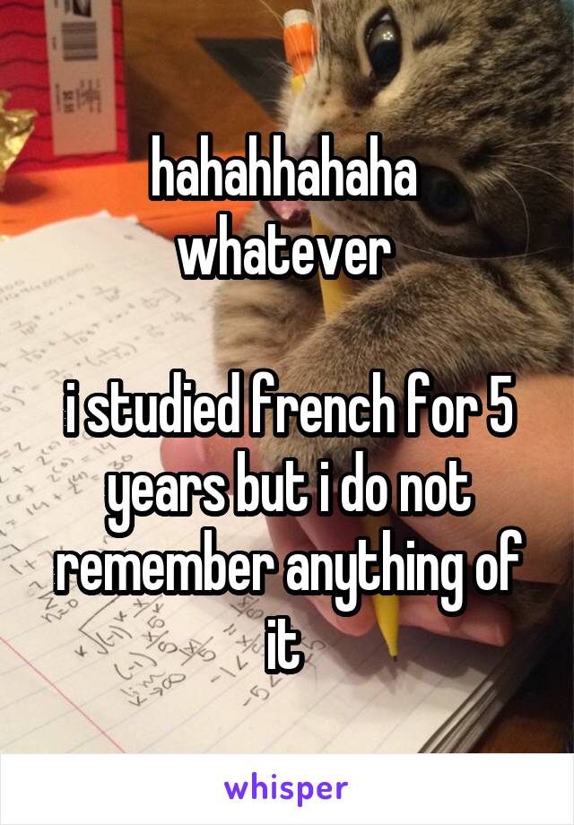 hahahhahaha 
whatever 

i studied french for 5 years but i do not remember anything of it 