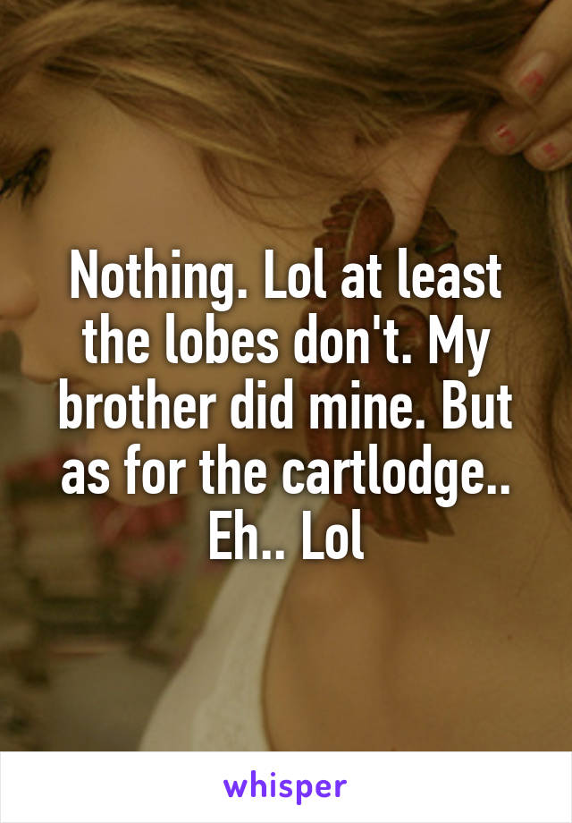 Nothing. Lol at least the lobes don't. My brother did mine. But as for the cartlodge.. Eh.. Lol