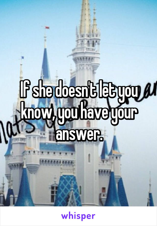 If she doesn't let you know, you have your answer.