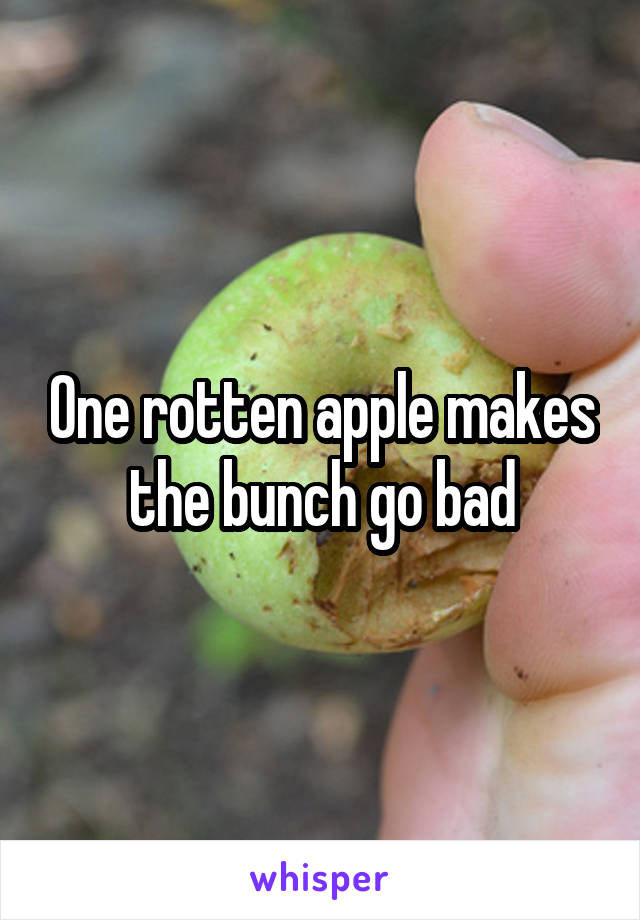 One rotten apple makes the bunch go bad