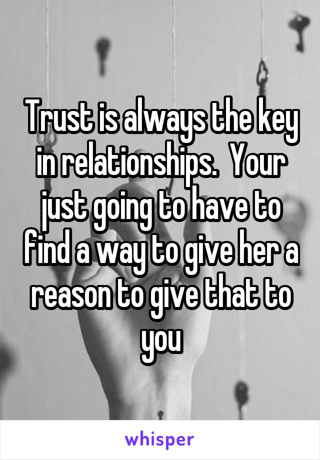 Trust is always the key in relationships.  Your just going to have to find a way to give her a reason to give that to you
