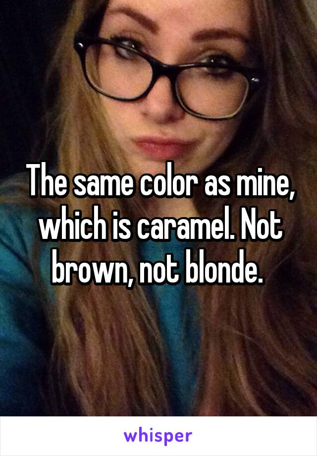 The same color as mine, which is caramel. Not brown, not blonde. 