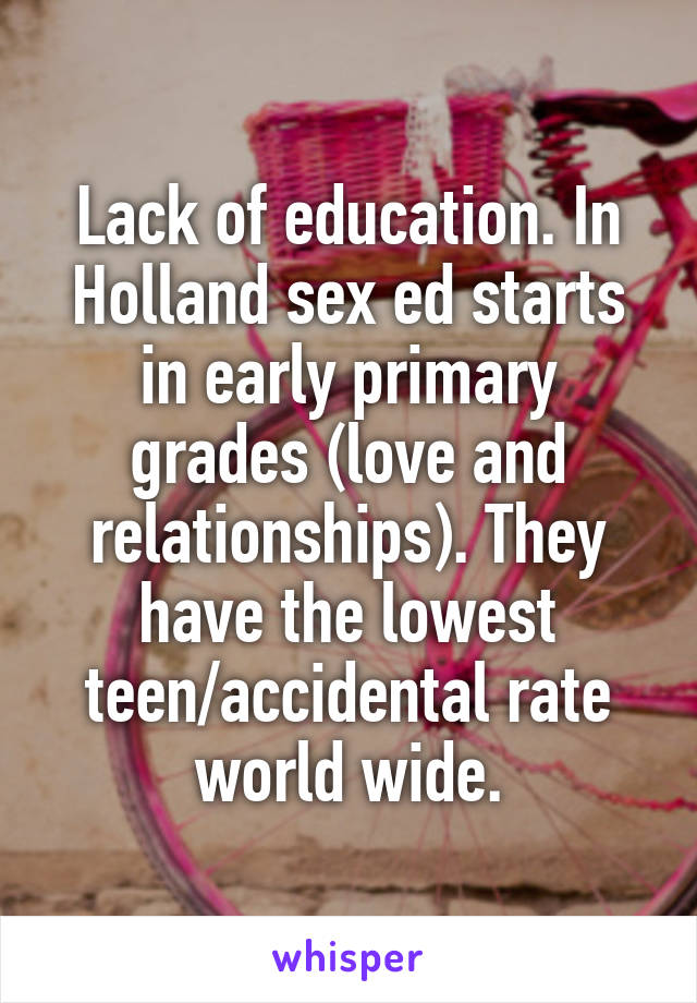 Lack of education. In Holland sex ed starts in early primary grades (love and relationships). They have the lowest teen/accidental rate world wide.