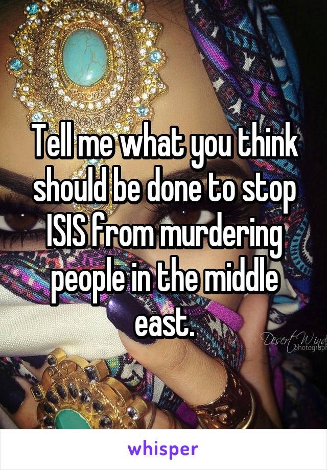 Tell me what you think should be done to stop ISIS from murdering people in the middle east.