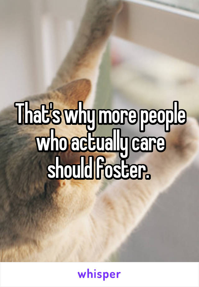 That's why more people who actually care should foster. 