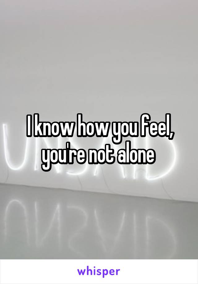 I know how you feel, you're not alone 