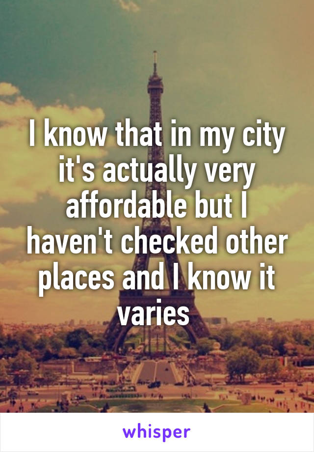 I know that in my city it's actually very affordable but I haven't checked other places and I know it varies 