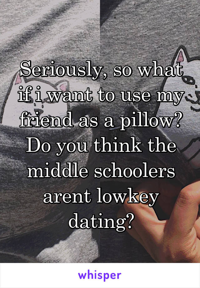 Seriously, so what if i want to use my friend as a pillow? Do you think the middle schoolers arent lowkey dating?