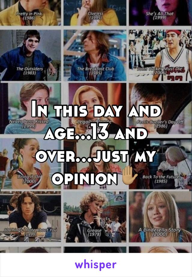 In this day and age...13 and over...just my opinion✋🏽