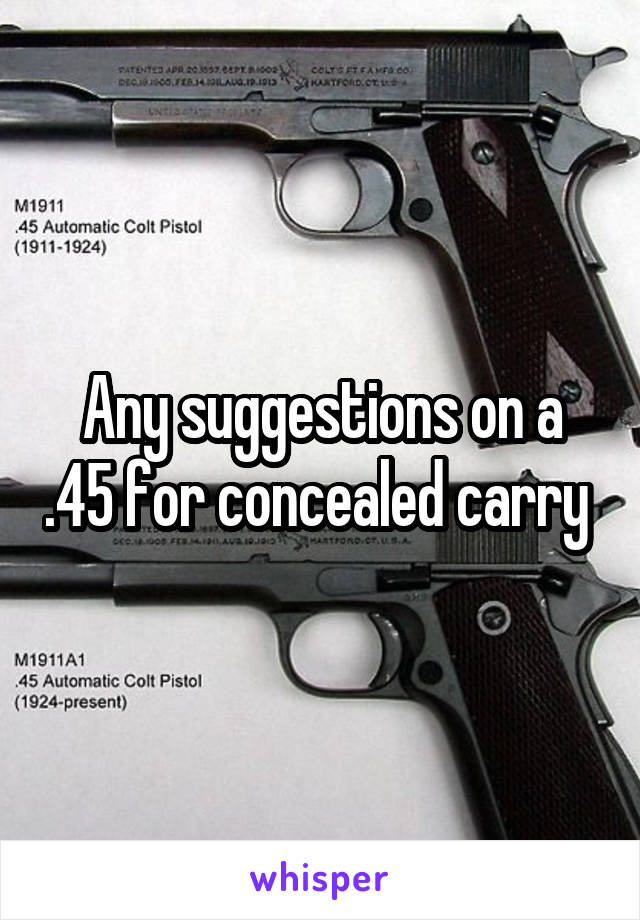 Any suggestions on a .45 for concealed carry 