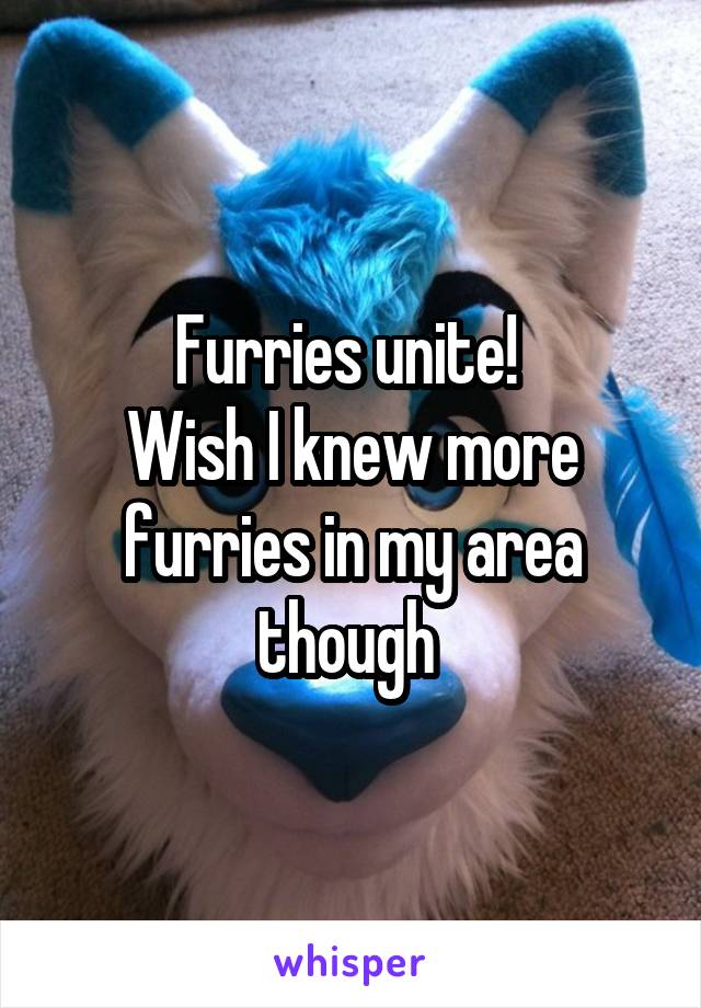 Furries unite! 
Wish I knew more furries in my area though 