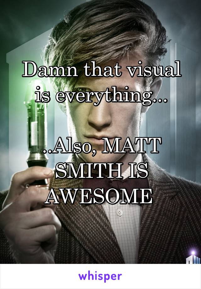 Damn that visual is everything...

..Also, MATT SMITH IS AWESOME 
