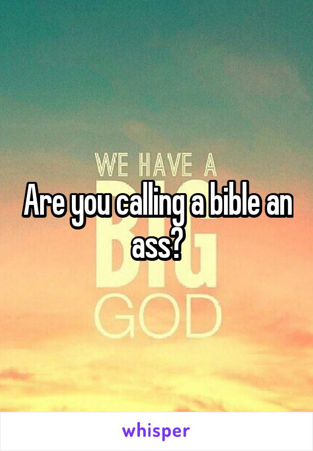 Are you calling a bible an ass?