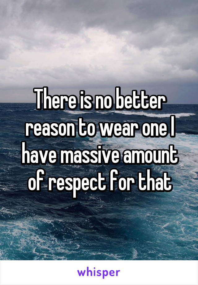 There is no better reason to wear one I have massive amount of respect for that