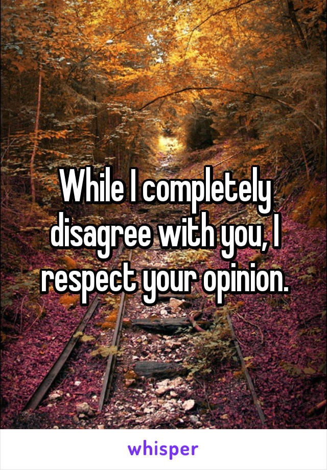 While I completely disagree with you, I respect your opinion.