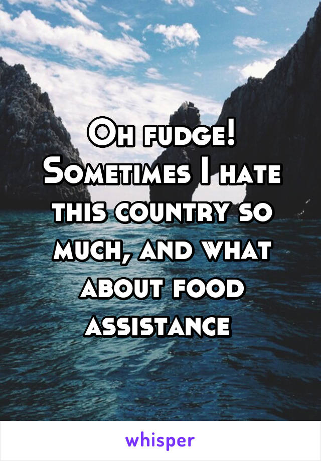 Oh fudge! Sometimes I hate this country so much, and what about food assistance 