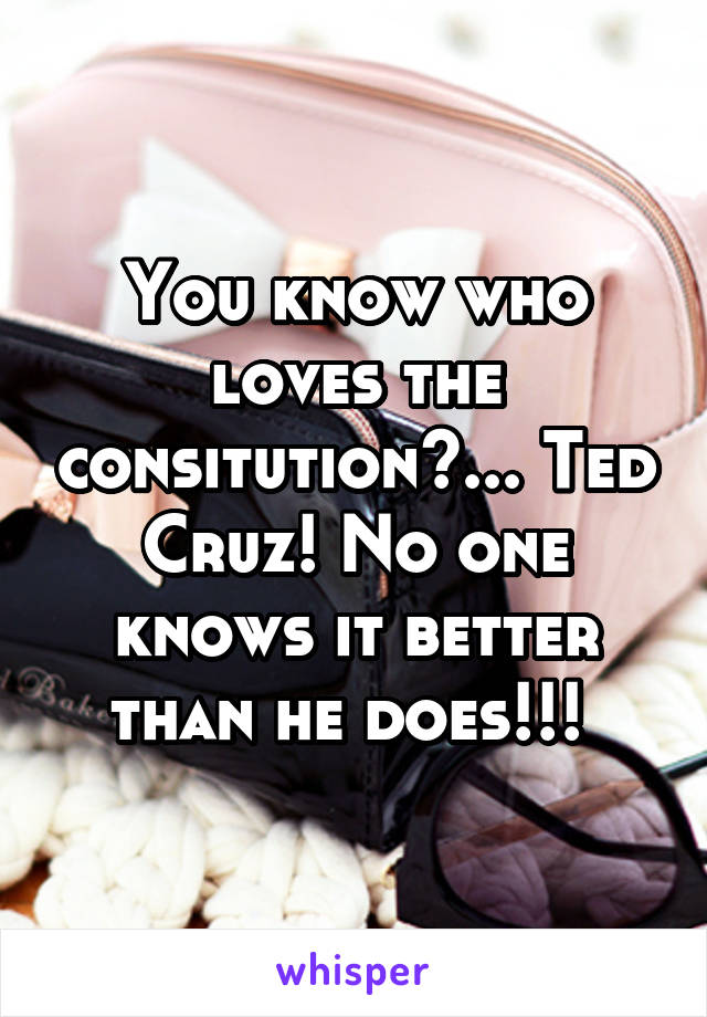 You know who loves the consitution?... Ted Cruz! No one knows it better than he does!!! 