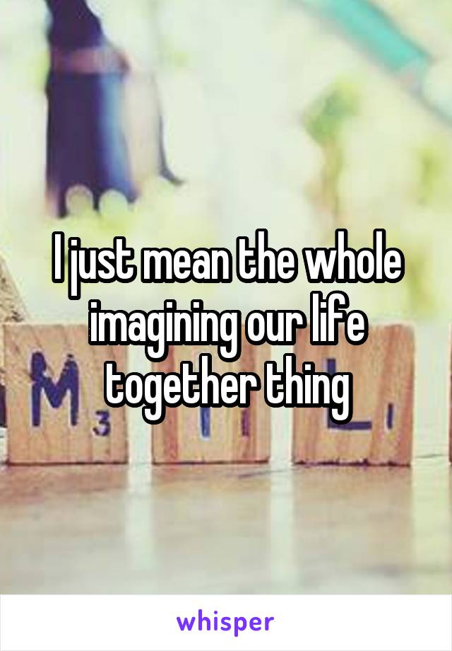 I just mean the whole imagining our life together thing