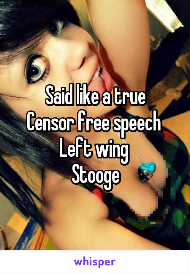 Said like a true
Censor free speech 
Left wing 
Stooge