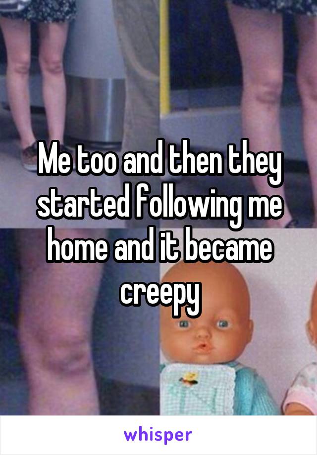 Me too and then they started following me home and it became creepy
