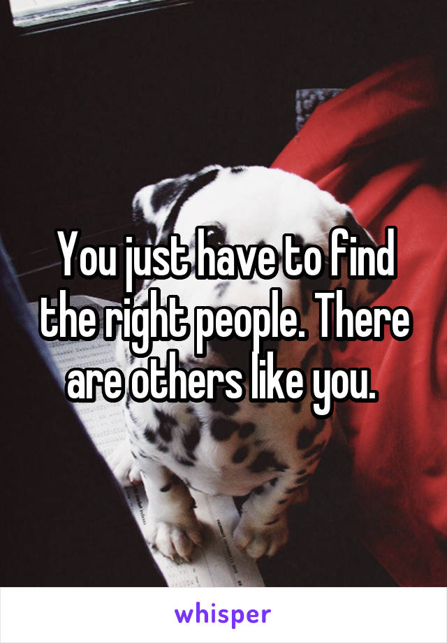 You just have to find the right people. There are others like you. 