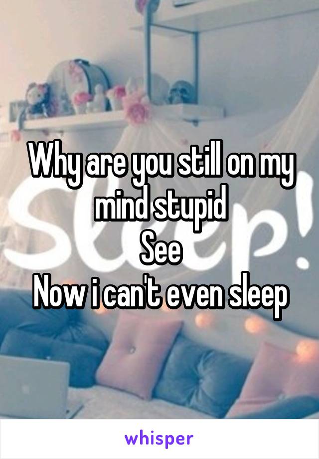 Why are you still on my mind stupid
See
Now i can't even sleep