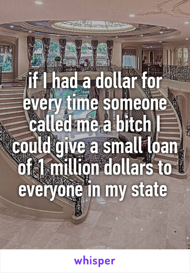 if I had a dollar for every time someone called me a bitch I could give a small loan of 1 million dollars to everyone in my state 