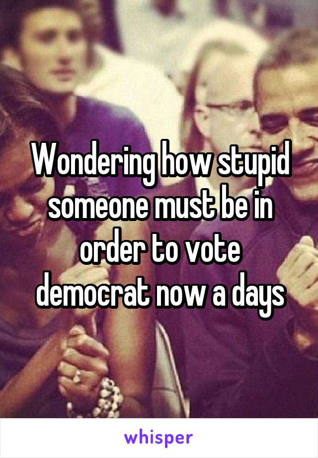 Wondering how stupid someone must be in order to vote democrat now a days