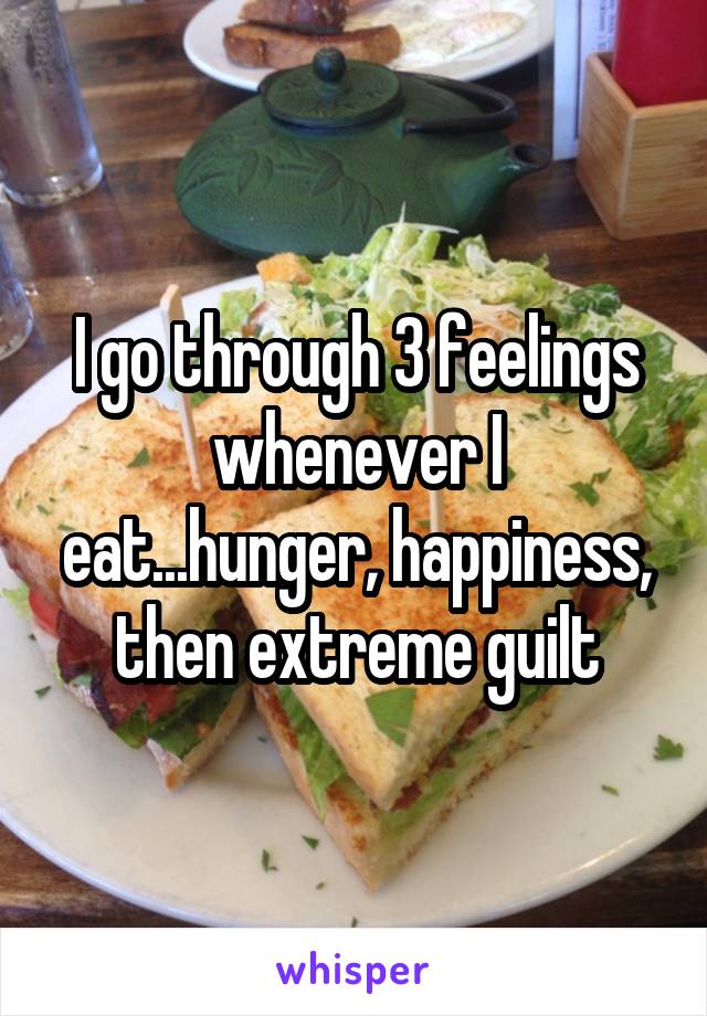 I go through 3 feelings whenever I eat...hunger, happiness, then extreme guilt