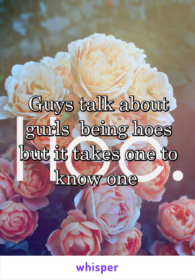 Guys talk about gurls  being hoes but it takes one to know one 