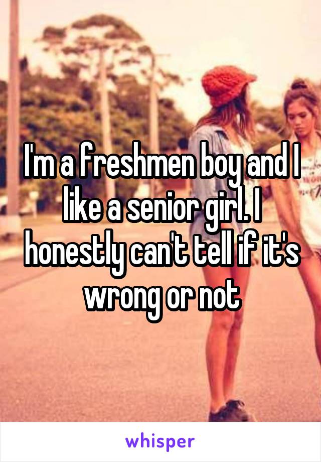I'm a freshmen boy and I like a senior girl. I honestly can't tell if it's wrong or not