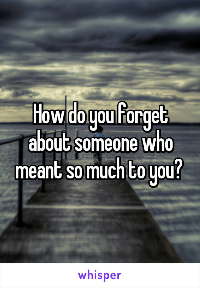 How do you forget about someone who meant so much to you? 