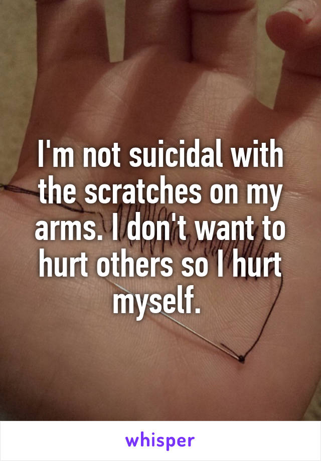I'm not suicidal with the scratches on my arms. I don't want to hurt others so I hurt myself. 