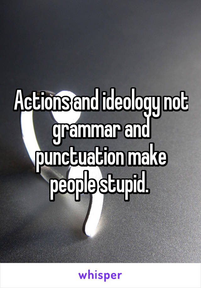 Actions and ideology not grammar and punctuation make people stupid. 