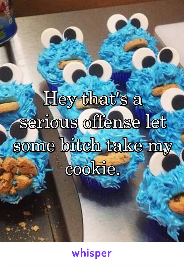 Hey that's a serious offense let some bitch take my cookie.