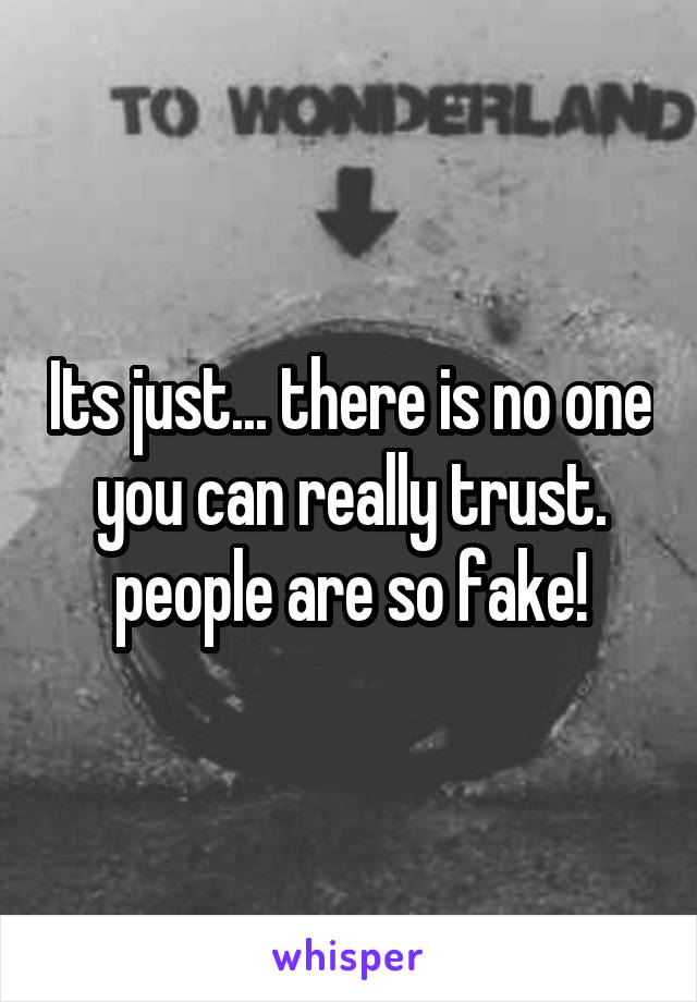 Its just... there is no one you can really trust. people are so fake!