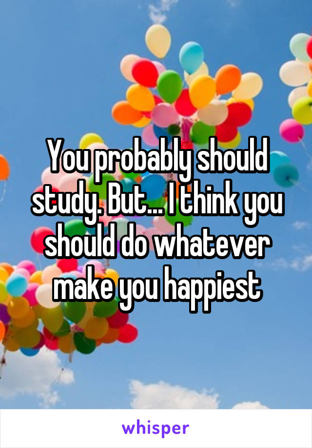 You probably should study. But... I think you should do whatever make you happiest