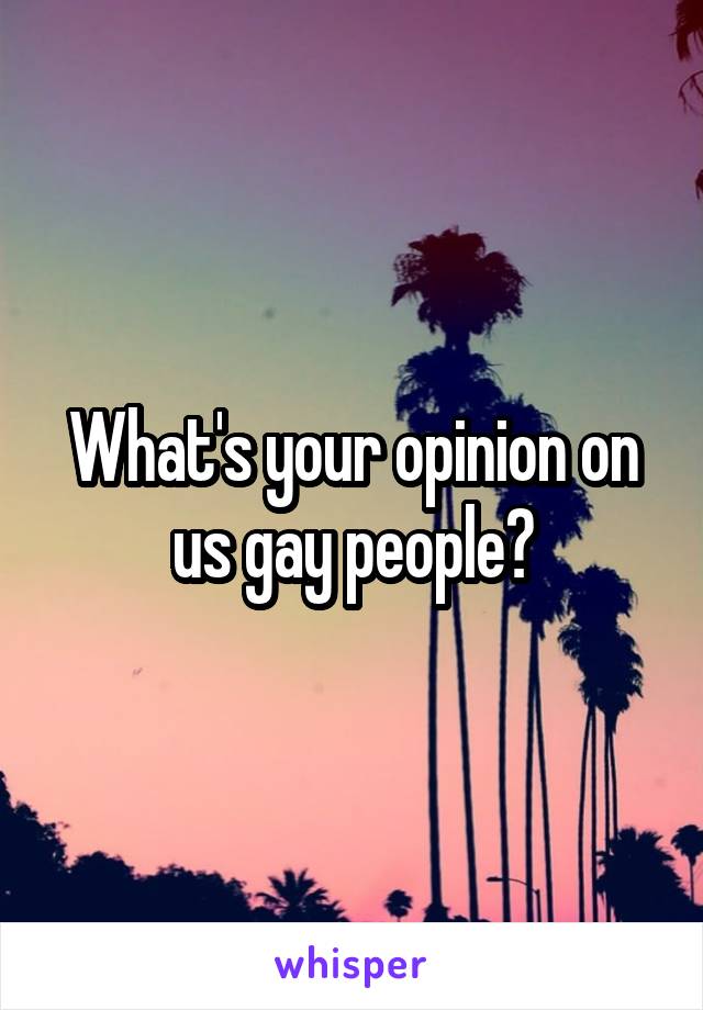 What's your opinion on us gay people?