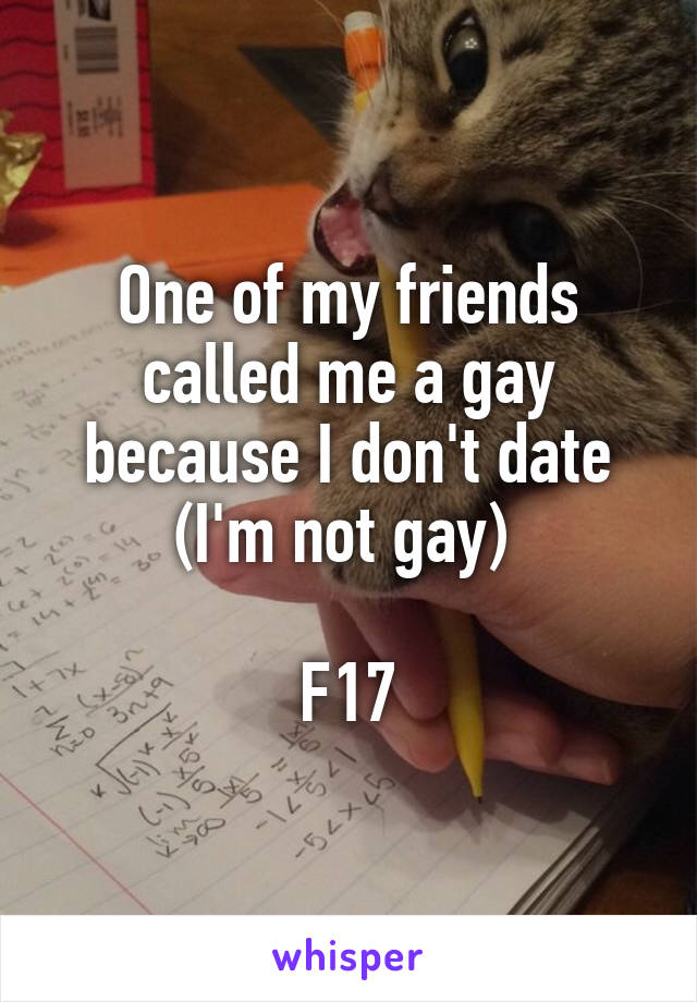 One of my friends called me a gay because I don't date (I'm not gay) 

F17
