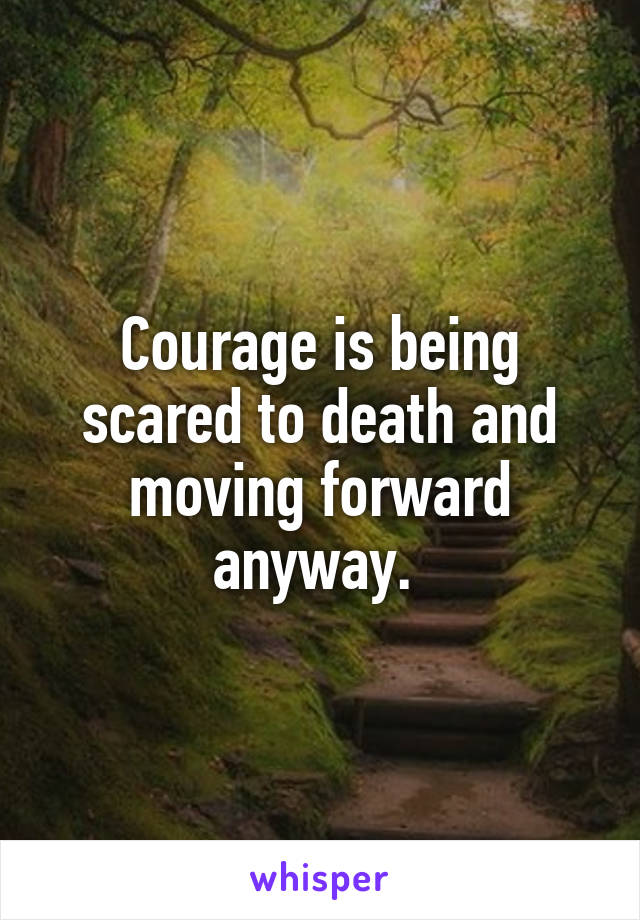 Courage is being scared to death and moving forward anyway. 
