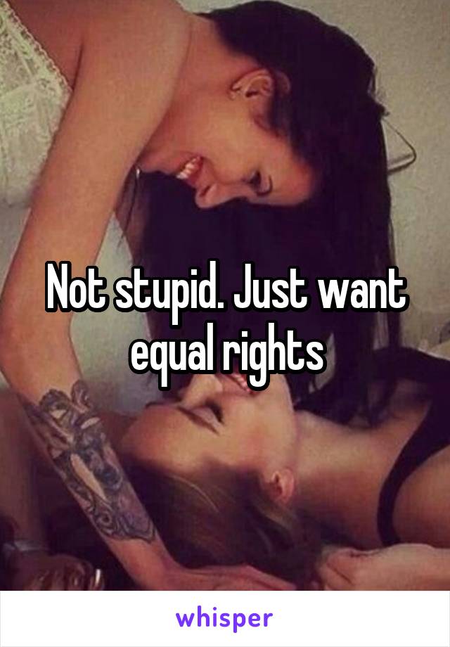 Not stupid. Just want equal rights