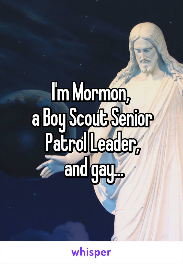 I'm Mormon, 
a Boy Scout Senior Patrol Leader,
 and gay...