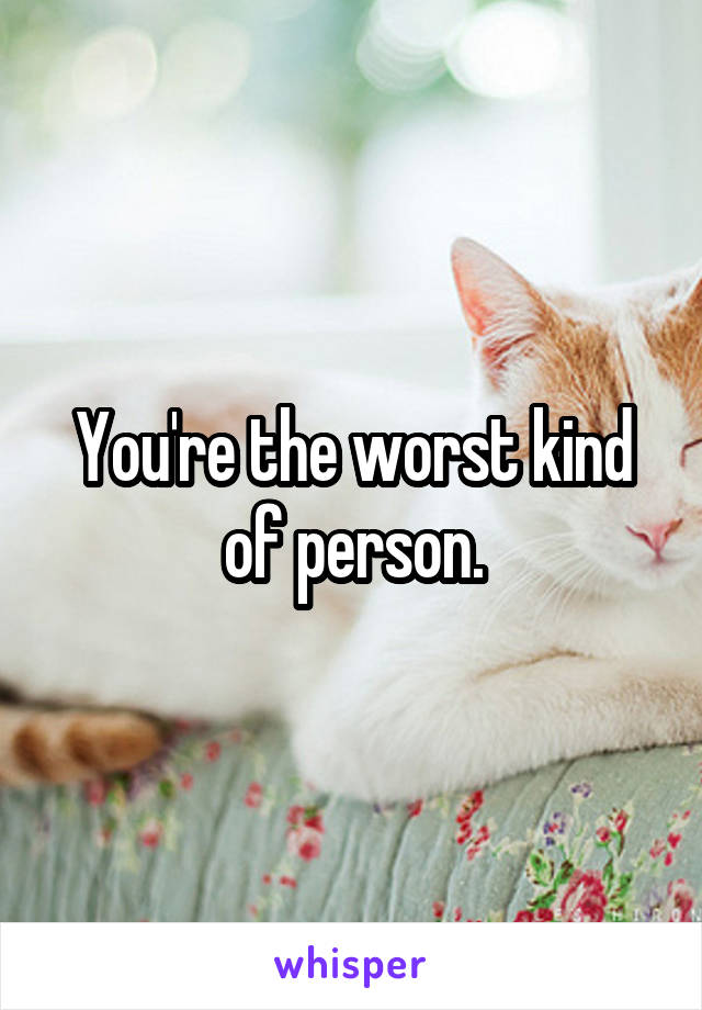 You're the worst kind of person.