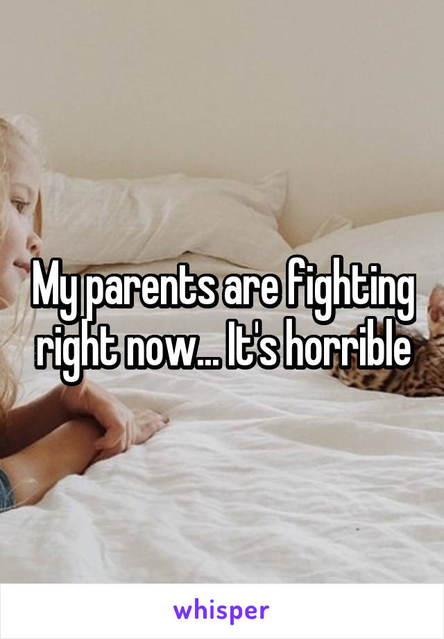 My parents are fighting right now... It's horrible