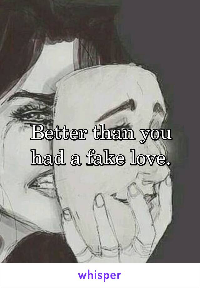 Better than you had a fake love.