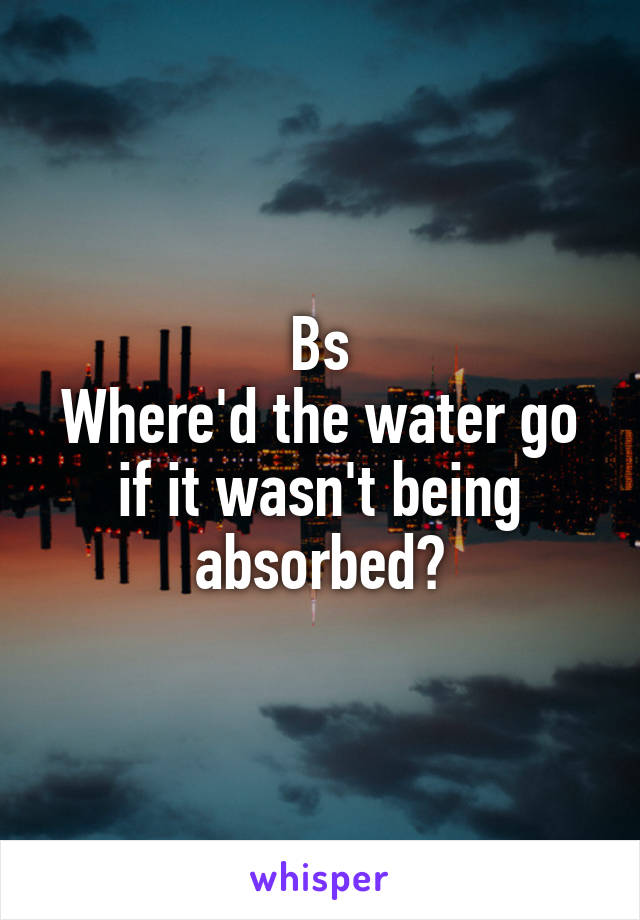 Bs
Where'd the water go if it wasn't being absorbed?